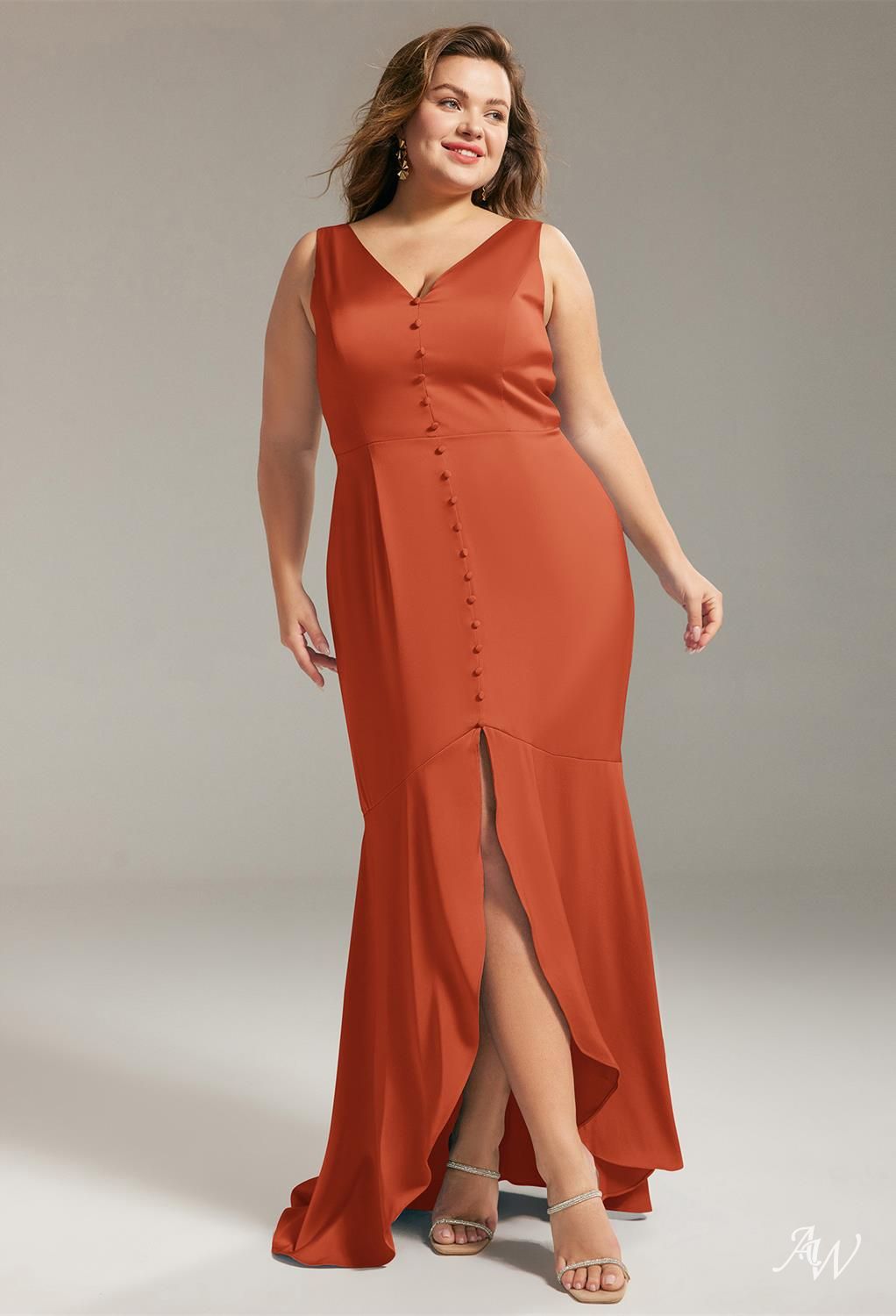 AW Adagio Tangerine Satin Charmeuse Bridesmaid Dresses image4